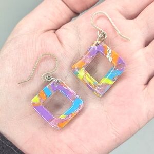 Neon Rainbow Tie-dye Earrings